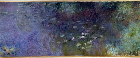 Les nympheas: matin Detail. Claude Monet festménye (1840-1926) 1914-1926 Részenként 2 x 3 m-es diptichon. Párizs. Musee De l