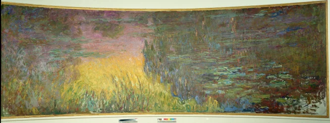 Tavirózsák, lenyugvó nap, 1914-1926. Kétdarabos mű, mindkét része 2 x 3 m. Párizs. Orangerie Múzeum