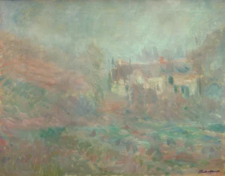 Házak Falaise-ban, köd