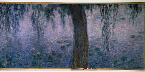 Nympheas, fényes reggel triptichonfüzekkel, jobb rész. Claude Monet festménye (1840-1926) 1914-1926 Dim. 2 x 4,25 m. Párizs. Orangerie Múzeum