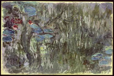 Tavirózsa fűzfák tükörképével, 1920 körül