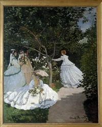 Nők a kertben Avray városa Fiatal nők csoportja egy virágoskertben. Claude Monet festménye (1840-1926). 1867. Dim. 2,55 x 2,05 m. Párizs, Musee d