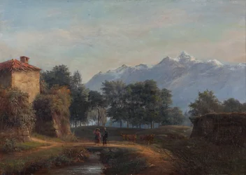Walls of the ramparts of Grenoble on the side of Île Verte (Oil on canvas)