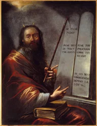 Mózes és a törvény táblázatai Claude Vignon (1593-1670) festménye, 17. század V. 1,29x0,9 m Rouen, Szépművészeti Múzeum