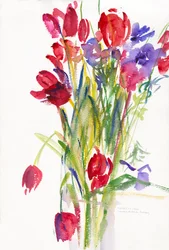 Tulipánok, 1999, (akvarell, papír)