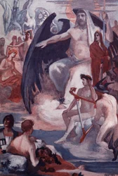 Jupiter védelme a trójaiak vagy a görögök megmentésére. Clement Gontier (1876-1918) illusztrációja Homere „The Ilias” (Omero) című művéhez. Paris, Henri Laurens