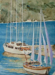 Nagy jachtok - Korçula, 2010 (akvarell)
