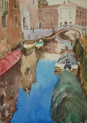 Rio Dei Frari, Téli Nap, 2019 (akvarell)