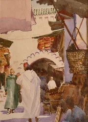 Souk des teinturiers, Marrakesh, 2001 (akvarell)