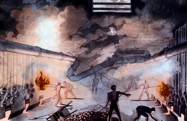 Töltési retorták a Gas Light Establishmentnél, Brick Lane, London, 1822
