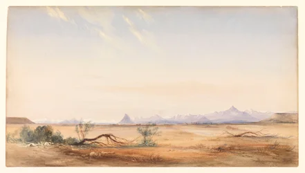 Az Andok Kordillerái, ahogyan a Mystery Plainről, Santa Cruz közelében látszik, 1878 körül (akvarell)