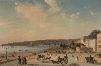 Kilátás a nápolyi Villa Reale kertjére.