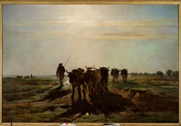 Az ökrök szántásra mennek, reggeli hatás Constant Troyon (1810-1865) festménye 1855 V. 2,6x4 m Párizs, Musee d