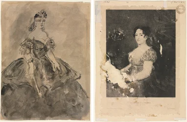 A bálon (recto); A nő legyezővel, Goya után (verso)