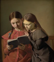 A művész Signe és Henriette nevű nővérei könyvet olvasnak, 1826