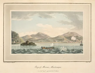 A Maran-öböl, Martinique, illusztráció Cooper Willyams tiszteletes "An Account of the Campaign in the West Indies" című könyvéből, S. Alken litográfiája, pub. London 1796