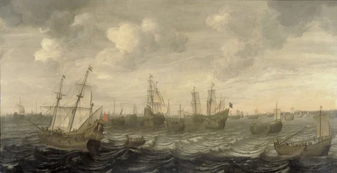 A holland heringflotta a halászterületen (olaj, vászon)