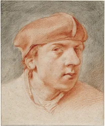 ""Autoportrait au beret"" (Önarckép svájcisapkával) Sanguine de Cornelis Pietersz Bega (1631/2-1664) Rembrandt-ház, Amszterdam
