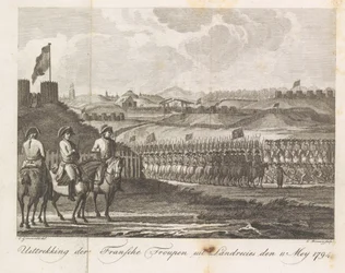 A francia csapatok elhagyják Landrecyt, 1794 A francia serleg kivonata Landrecies den-ből 1794. május 11. (cím a tárgyon)