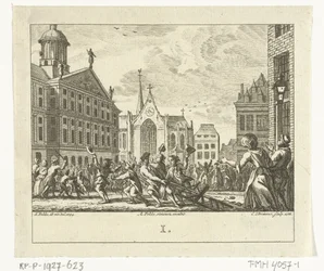 Felkelés Daniël Raap temetésén az amszterdami Dam téren 1754-ben