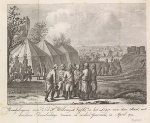 V. Vilmos fiaival a hadsereg táborában, 1794 Z.D.H. Ötödik Vilmos, az állam hadseregében, derűs fiaival és más tábornokokkal, 1794 áprilisában (cím a tárgyon)