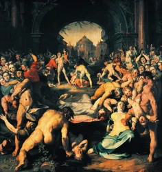 Az ártatlanok lemészárlása, egy triptichon középső táblája, Cornelis Cornelisz van Haarlem műve (1562-1638)
