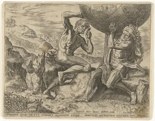 Herkules viszi a földgömböt az Atlasz számára Hercules munkái (sorozat címe)