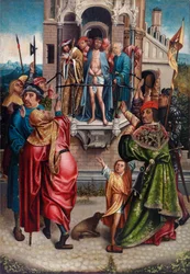Ecce homo, Engebrechtsz., Cornelis (kb. 1462-1527). Olaj, fa. Mérete: 91x63 cm. Magángyűjtemény
