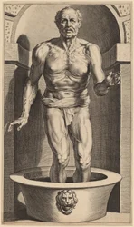 Seneca a fürdőben állva