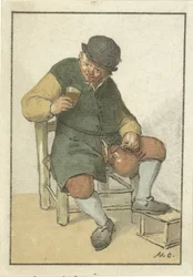 Ülő farmer kancsóval