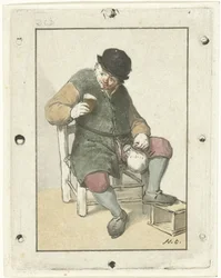 Ülő farmer kancsóval