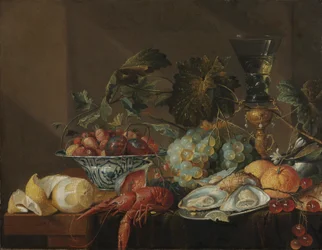 Csendélet rákokkal, osztrigával és gyümölcsökkel, 1600-as évek vége vagy 1700-as évek eleje (olaj, vászon)