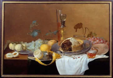 Cornelis de Heem (1631-1695) Csendélet pástétom festményével, 17. századi Nantes, Musee des Beaux Arts