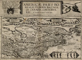 Americae pars borealis, Florida, Baccalaos, Kanada, Corterealis