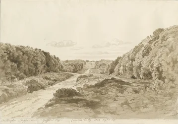 A Checkley-templom belseje: szépia rajz, 1841