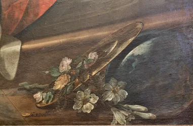 SS Salvatore templom, belső tér, Rózsafüzér oltár, Rózsafüzér Miasszonyunk, Corrado Giaquinto (1703-1766) vászna, részlet, Poggiardo, Lecce, Puglia (fotó)