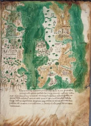 Korfu és a szomszédos szárazföld térképe, 1420 körül (Vellum)