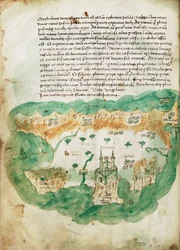 Zakinthos térképe, 1420 körül (pergamen)