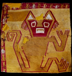 Kolumbiai előtti művészet, Nazca civilizáció: szövettöredék zoomorf ábrázolással. Kr.e. 100-800. Göteborg, Néprajzi Múzeum