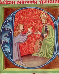 A szerző, aki könyvét ajánlja fel a cseh IV. Károlynak (1316-78), Pietro de Crescenzi (1230-1321) Opus Ruralium Commodorumból