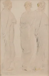 Három múzsa, 1920 körül (ceruza és akvarell, papír)