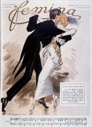 Tangót táncoló pár – Daniel De Losques (Henri Casimir Paul Thouroude) (1880-1915) illusztrációja – az 1913.10.15-i „Femina” című filmben