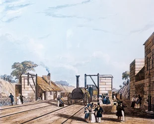 Liverpool és Manchester Railway: Vízvétel a Parkside-ban, 1831 (akvatinta)