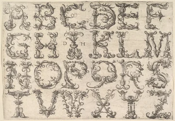 Díszes római Majuscule ábécé, kb. 1520.