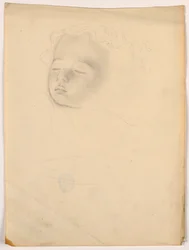 Rajz, alvó gyermek, 1840-45