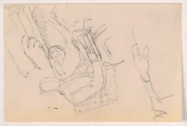 Rajz, Robert L. Stuart, ülő, első portré, a Presbiteriánus Kórház számára; külön kar tanulmányok, 1881