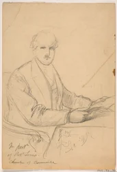 Rajz, Robert Lenox íróasztalnál ülve a Kereskedelmi Kamara portréjához, 1865