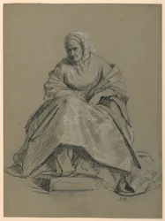 Rajz, tanulmány a "Martha Washington fogadásához", 1860