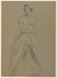 Rajz, tanulmány a "Martha Washington fogadásához", 1860