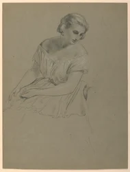 Rajz, tanulmány a "Martha Washington fogadásához", 1860